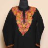 Elegant Black Aari Embroidery Kashmiri Long Summer Cool Kurti | Pahalgam Collection