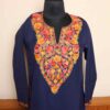 Kashmiri Blue Aari Embroidered Summer Cool Long Kurti | Pahalgam Collection