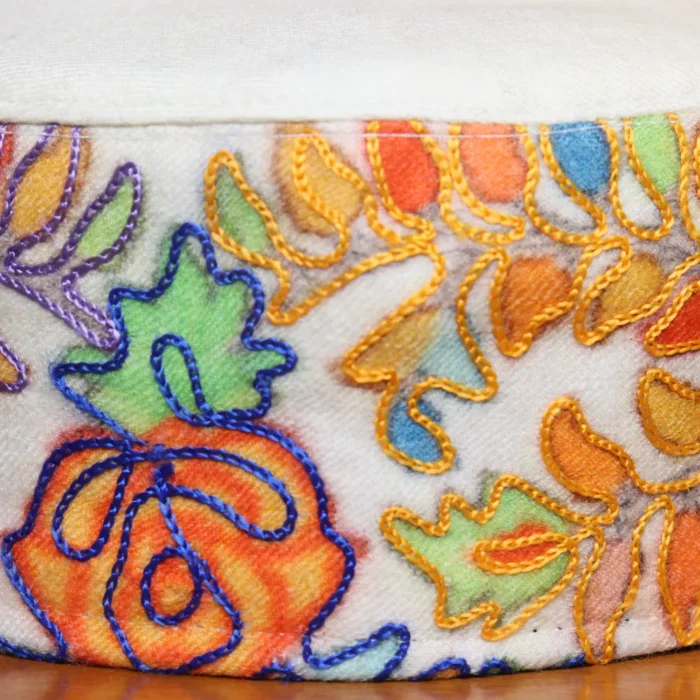Cream Color Sohbati Kashmiri Toosha Kalamkari Cap - Image 2