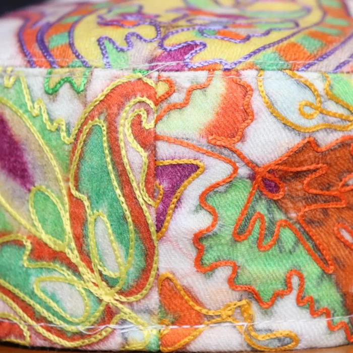 Sahil Kashmiri Creamy Toosha Cap in Kalamkari Embroidery - Image 2