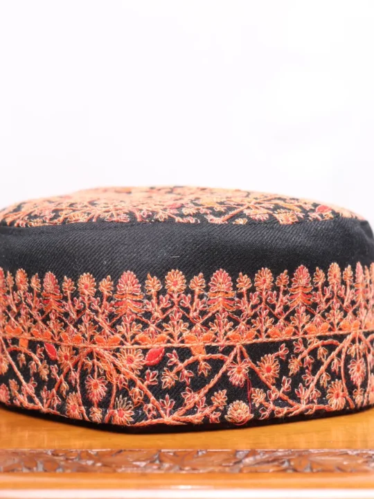Sheherzaadi Black Sozni Embroidered Toosha Cap