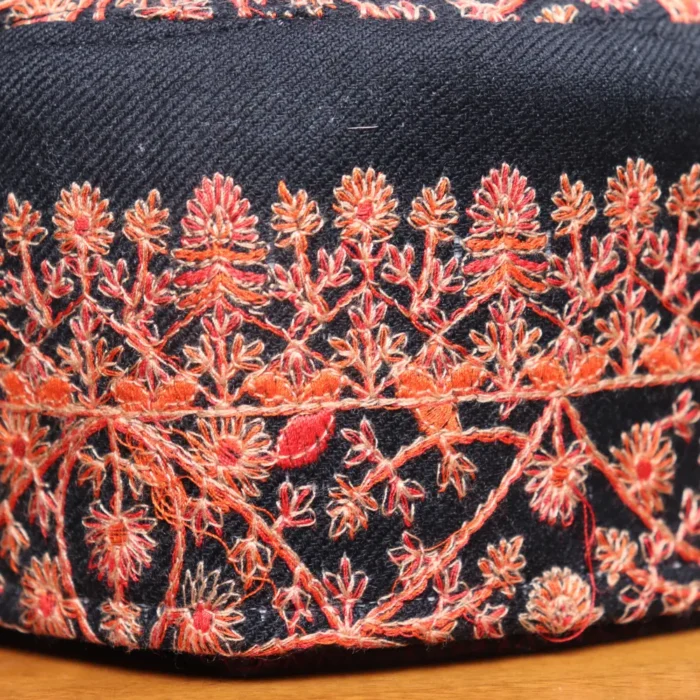 Sheherzaadi Black Sozni Embroidered Toosha Cap - Image 2