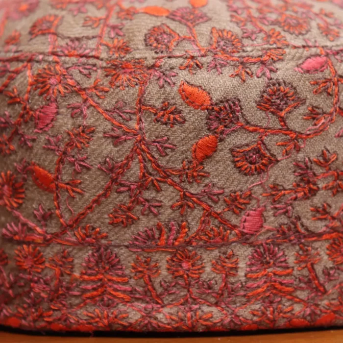 Rang-e-Banihal Beige Color Sozni Embroidered Toosha Cap - Image 2