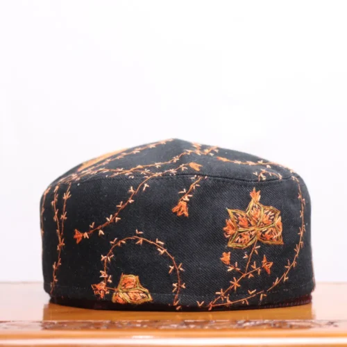 Hand Sozni Meher Dar Black Toosha Cap
