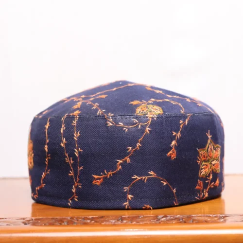 Gul-e-Lolab Blue Sozni Embroidered Kashmiri Toosha Cap