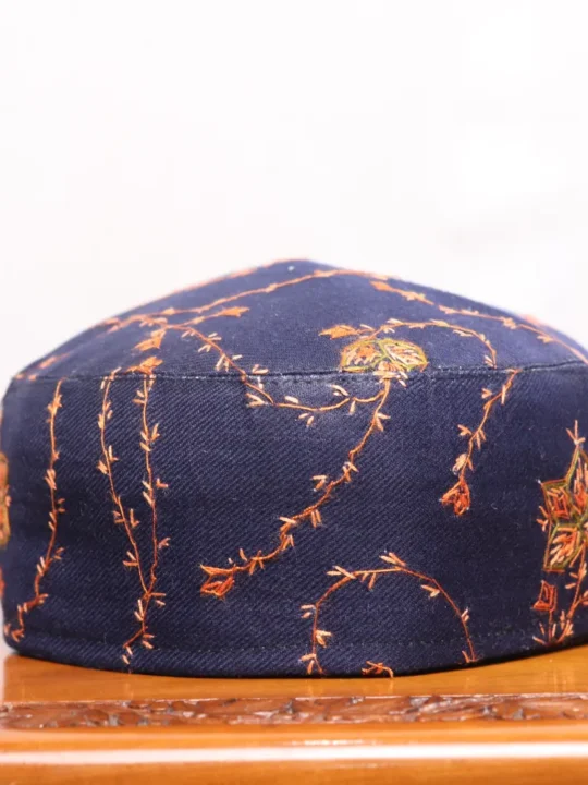 Gul-e-Lolab Blue Sozni Embroidered Kashmiri Toosha Cap
