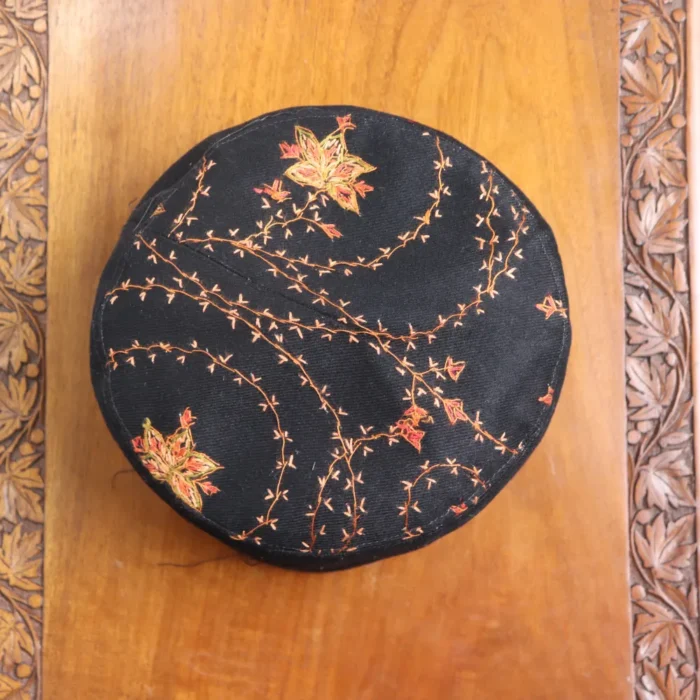 Shahbaz Numa Black Toosha Cap with Hand Sozni Embroidery - Image 3