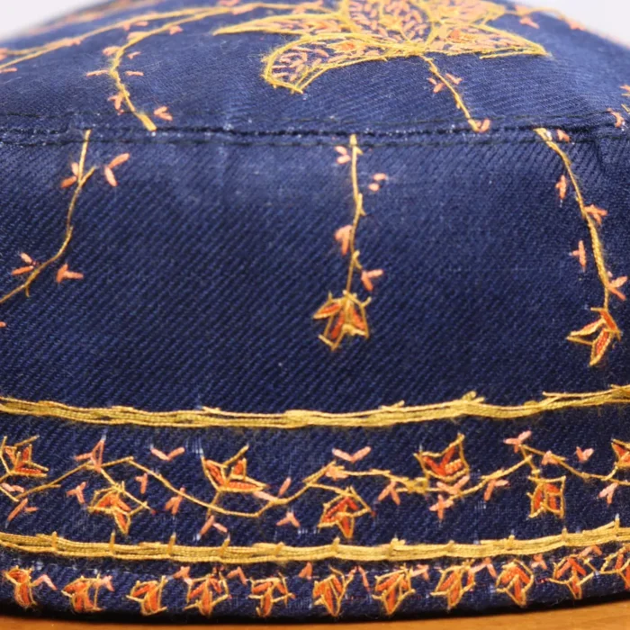 Qalandar Bagh Blue Toosha Cap with Hand Sozni Embroidery - Image 2