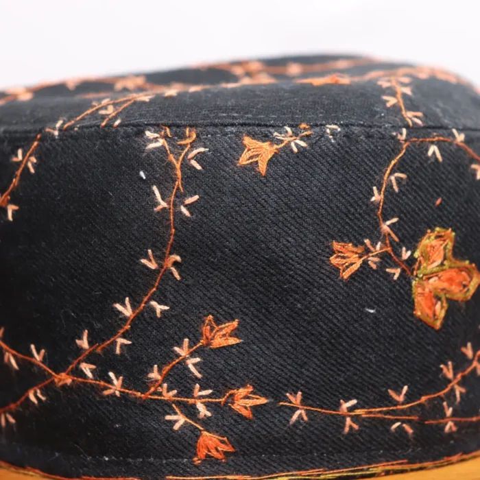 Faizan-i-Gali Black Toosha Cap with Hand Sozni Embroidery - Image 2
