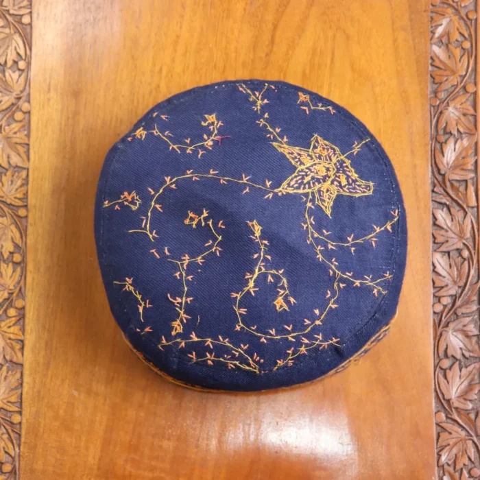 Roshan Dastoor Blue Toosha Cap with Hand Sozni Embroidery - Image 3