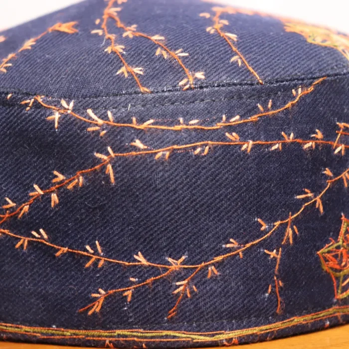 Sham-e-Sufiyana Blue Toosha Cap with Hand Sozni Embroidery - Image 2