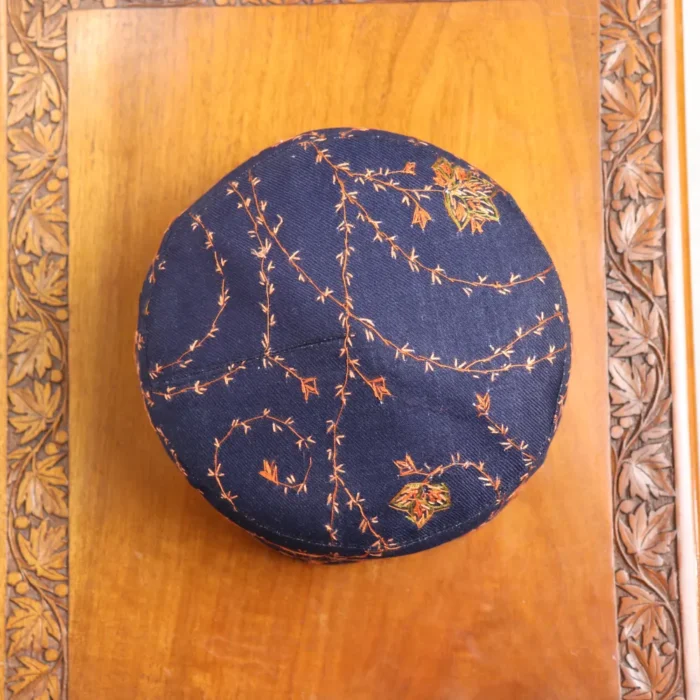 Sham-e-Sufiyana Blue Toosha Cap with Hand Sozni Embroidery - Image 3