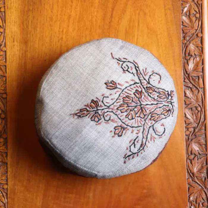 Bulbul Bagh Grey Toosha Cap with Hand Sozni Embroidery - Image 3