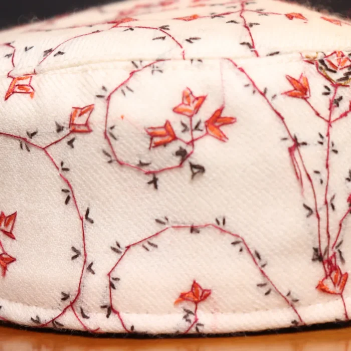 Asar Mahal White Toosha Cap with Hand Sozni Embroidery - Image 2