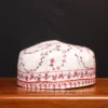 White Asar Mahal Toosha Cap with Hand Sozni Embroidery