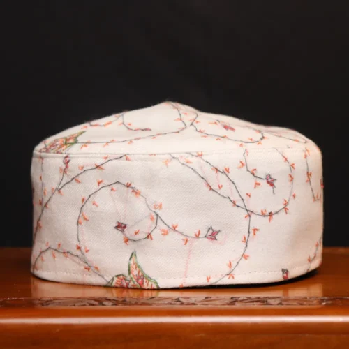 Naqsh-e-Rafiq White Toosha Cap with Hand Sozni Embroidery