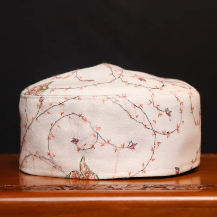 Naqsh-e-Rafiq White Toosha Cap with Hand Sozni Embroidery