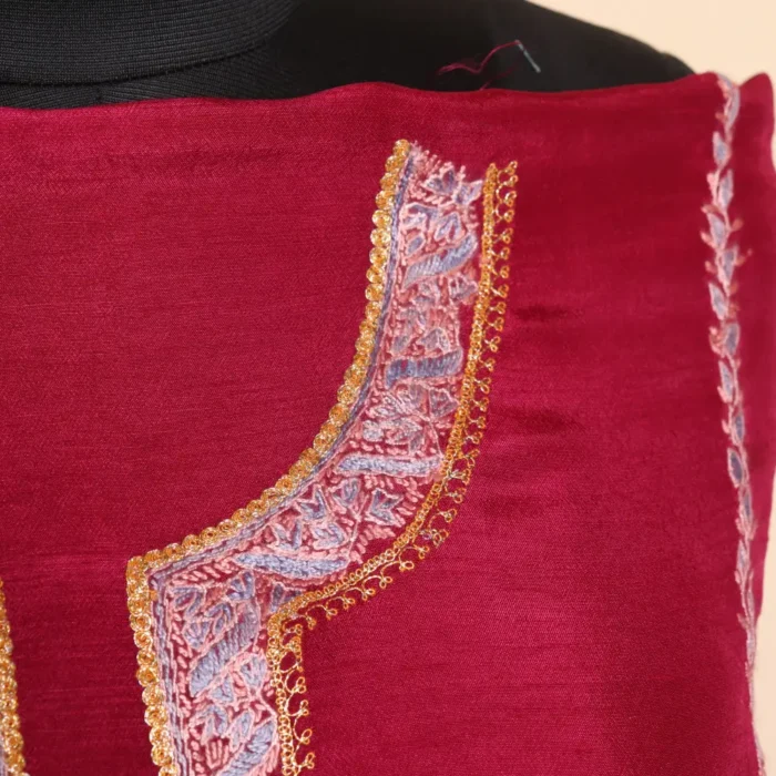3PC Magenta Color Suit Hand Sozni Tillawork Badam Motifs | Sonmarg Collection - Image 3