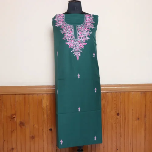 2PC Green Paper Machie Hand Sozni Suit | Sonmarg  Collection