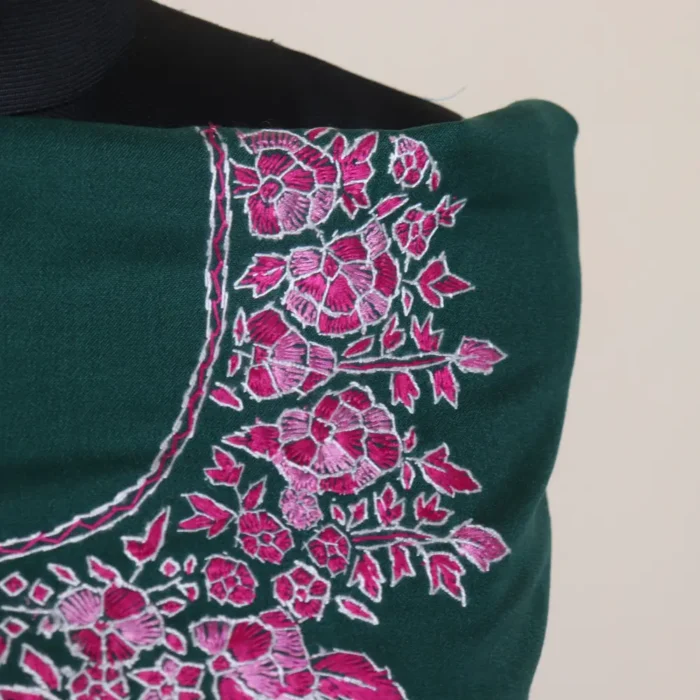 2PC Green Paper Machie Hand Sozni Suit | Sonmarg  Collection - Image 3
