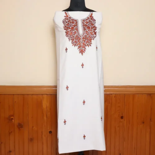 2PC White Paper Machie Hand Sozni Suit | Sonmarg Collection
