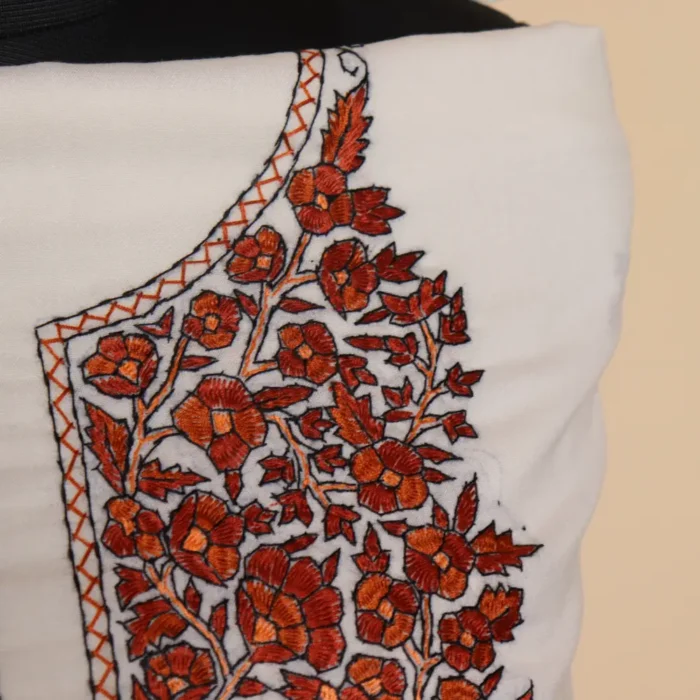 2PC White Paper Machie Hand Sozni Suit | Sonmarg Collection - Image 3