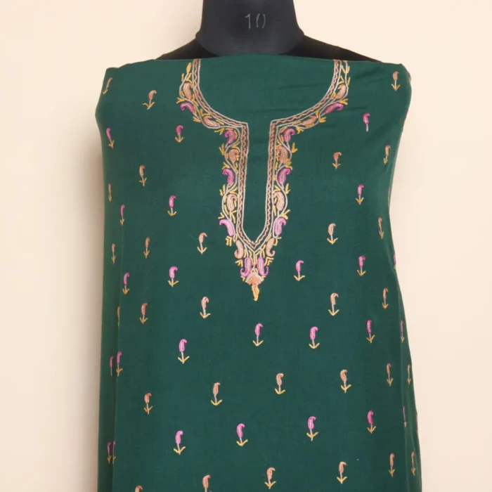 Green 2PC Hand Aari Embroidered Suit | Sonmarg  Collection - Image 2