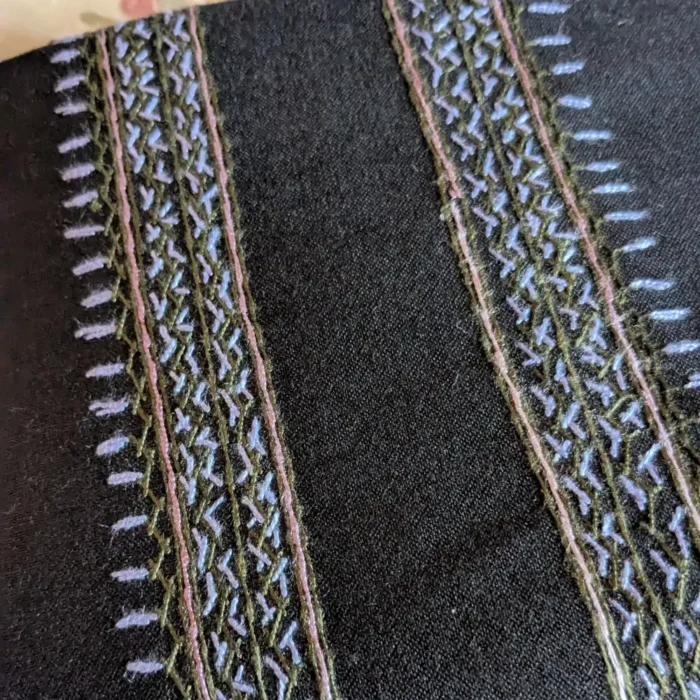 Kashmiri Men’s Black Kurta Pyjama in Ruby Cotton with Hand Sozni Work - Image 2
