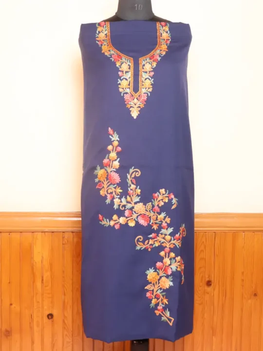 Blue 2PC Kashmiri Summer Cool Handwork Aari Suit - Zikrejaan Collection