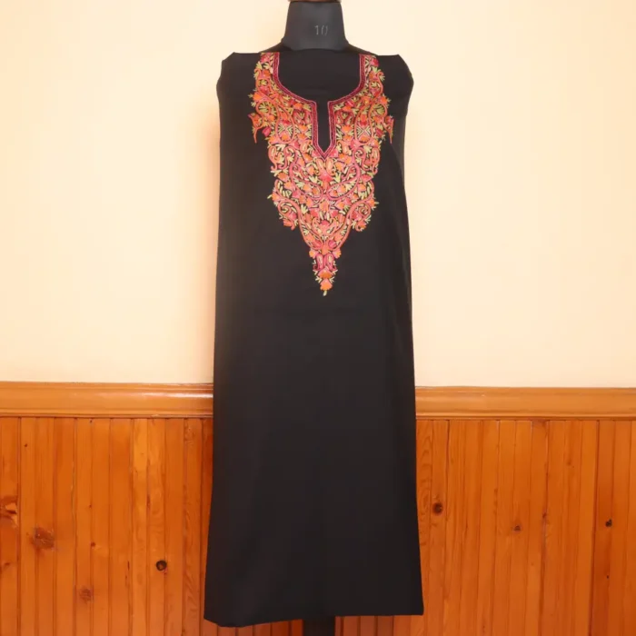 Elegent Black 2PC Kashmiri Handwork Aari Summer Cool Suit - Zikrejaan Collection - Image 2