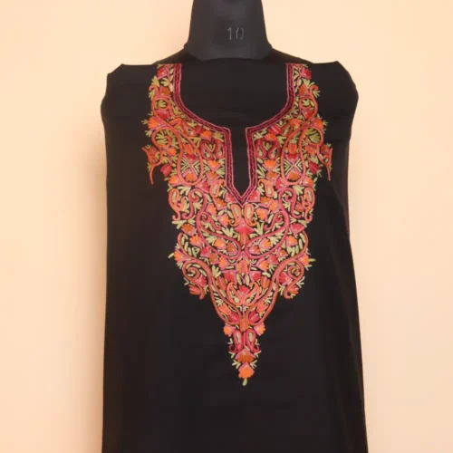 Elegent Black 2PC Kashmiri Handwork Aari Cotton Suit - Zikrejaan Collection