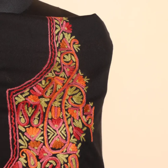 Elegent Black 2PC Kashmiri Handwork Aari Summer Cool Suit - Zikrejaan Collection - Image 3