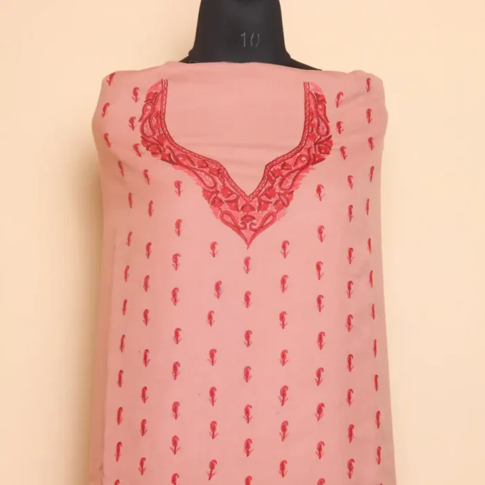 Peach Color 2PC Kashmiri Summer Cool Handwork All Over Booti Work Suit - Noorjahan - Image 2