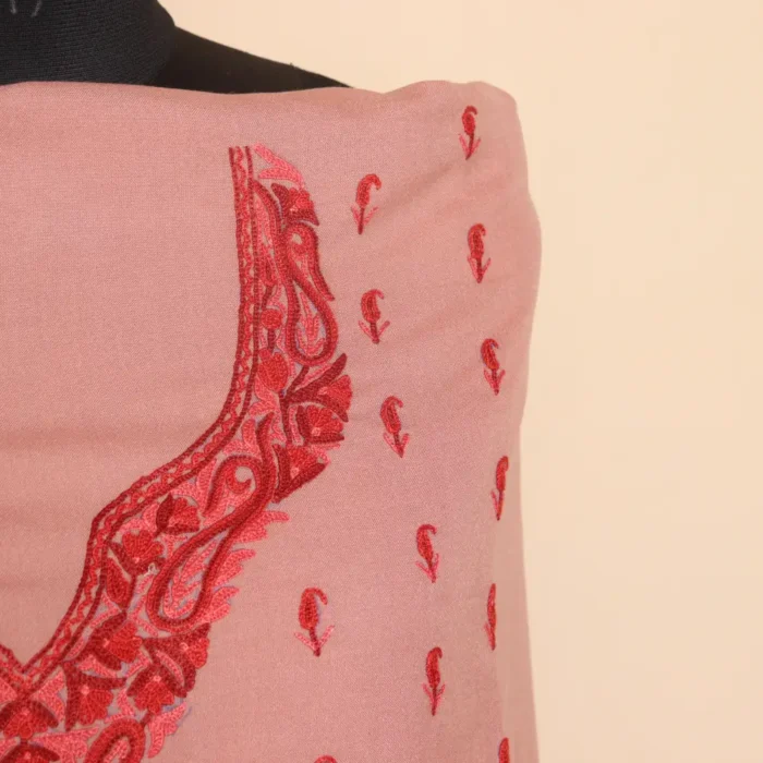 Peach Color 2PC Kashmiri Summer Cool Handwork All Over Booti Work Suit - Noorjahan - Image 3