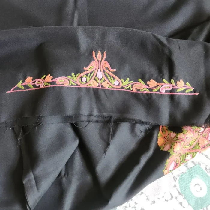 Black 2PC Kashmiri Handwork Summer Cool Aari Suit - Zikrejaan Collection - Image 4