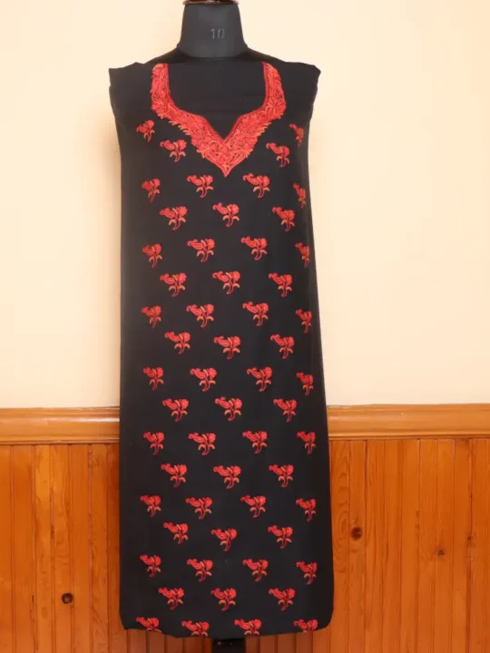 2PC Black Kashmiri Summer Cool Handwork All Over Booti Work Suit - Noorjahan