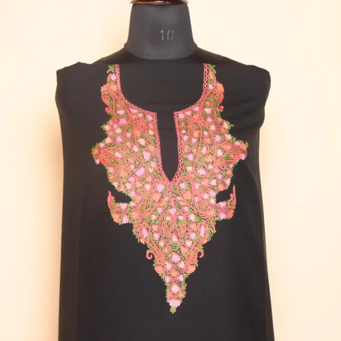 Black 2PC Kashmiri Handwork Summer Cool Aari Suit - Zikrejaan Collection