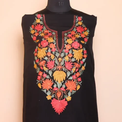 Black 2PC Summer Cool Unstitched Fabric with Kashmiri Aari Embroidery - Zikrejaan Collection