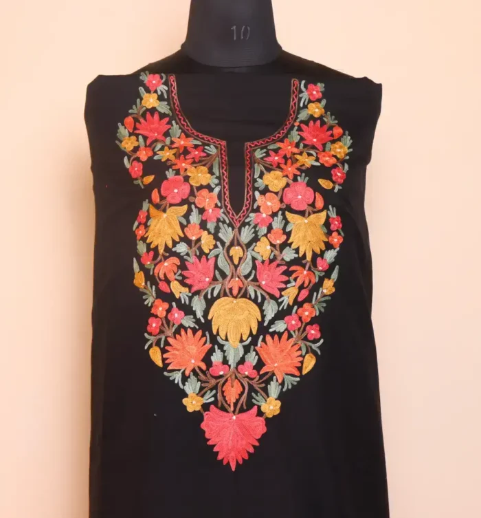 Black 2PC Summer Cool Unstitched Fabric with Kashmiri Aari Embroidery - Zikrejaan Collection