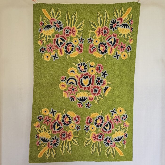 Kashmiri Green Chain Stitch Wall Hanging with Floral Detail