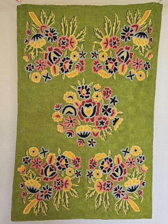 Kashmiri Green Chain Stitch Wall Hanging with Floral Detail