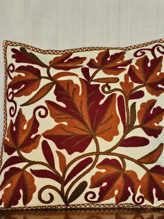 Kashmiri Crewel Cushion Cover with Traditional Chinari Design | 16x16 - Set of 2