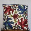 Set of 2 - Kashmiri Cotton Crewel Cushion with Crewel Embroidery | 16x16