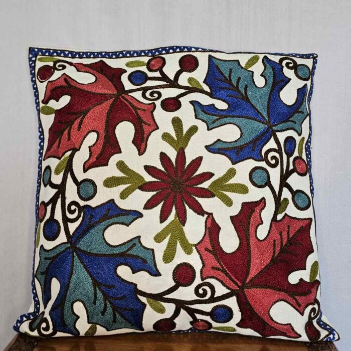 Set of 2 - Kashmiri Cotton Crewel Cushion with Crewel Embroidery | 16x16