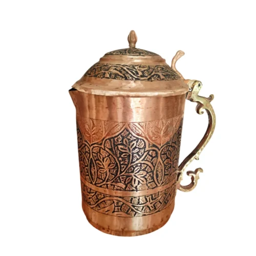 Pure Copper Hand Engraved Jug | Dual Color