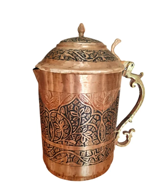 Pure Copper Hand Engraved Jug | Dual Color
