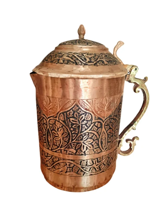 Pure Copper Hand Engraved Jug | Dual Color