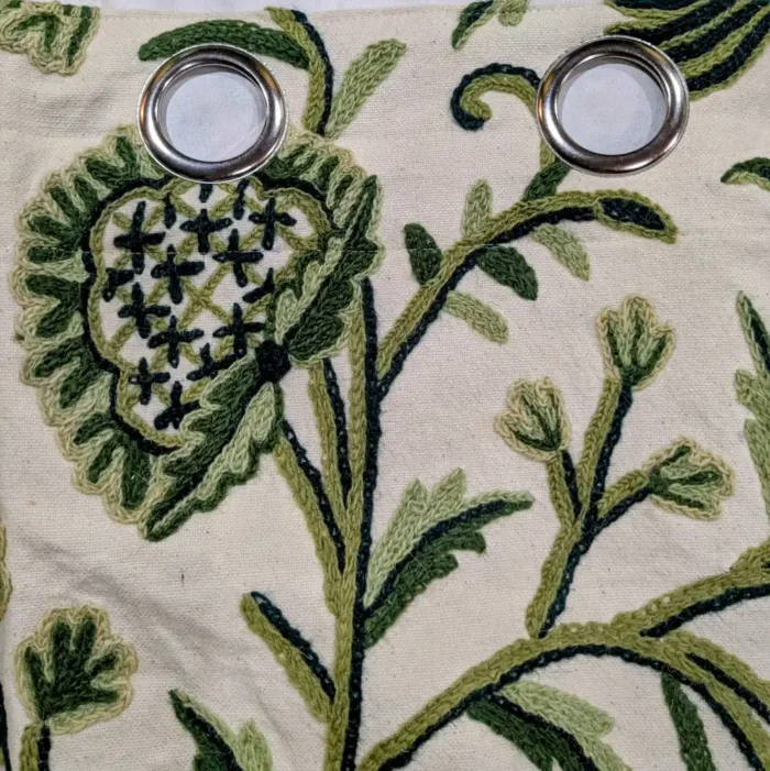 Kashmiri Premium Cotton Curtain with Hand Crewel Chinar Embroidery - Image 5