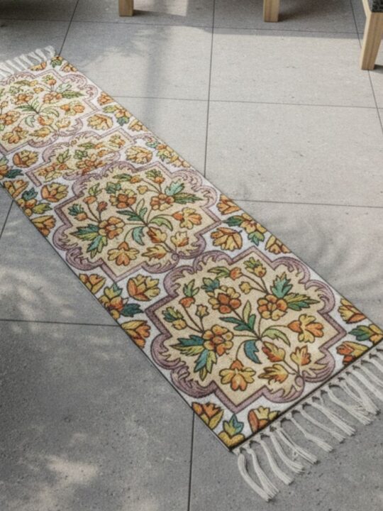 Kashmiri Table Runner in Cotton with Elegant Hand Embroidery (4×1 ft)