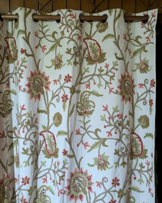 Kashmiri Crewel Curtain in Premium Cotton with Handwork